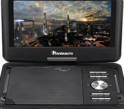 NAVISKAUTO 9 inch Portable DVD Player Wide View LCD Screen, Real 5 Hours Built-In Rechargeable Battery Support CD MP3 USB/SD, Include Headrest Mount Case Car Charger