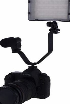 V Shape Triple Mount Hot Shoe Flash Bracket to Attach Extra Hot Shoe Accessories to your Camera or Camcorder / such as microphone, video light, monitor