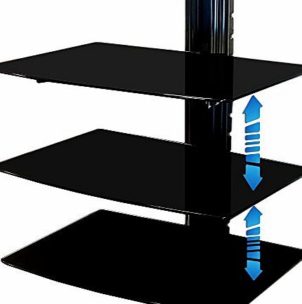Nemaxx DV03 Wall-Mount Media Stand with 3 Glass Shelves for DVD/Blu-Ray Player/Console/Hi-Fi