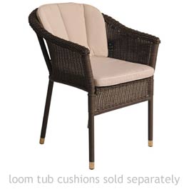 The Neptune Loom Tub Chair is built from a synthetic loom material that encapsulates a high-tensile 