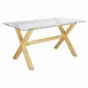 Glass Dining Table, Oak