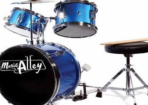 3-piece Blue Junior Drum Kit with cymbal- stool & sticks