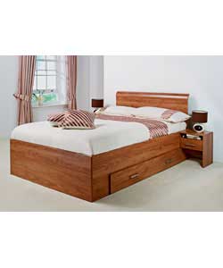 Walnut Effect Double Bed with Sprung Mattress