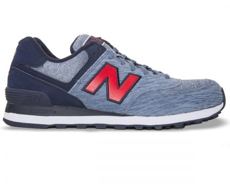 New Balance 574 Trainers Navy/Red/Black Suede