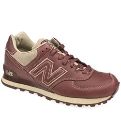 Male New Balance 574 Leather Upper Fashion Trainers in Burgundy