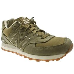 Male New Balance 574 Leather Upper Fashion Trainers in Green, Grey