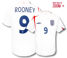 NEW England kit Umbro England home (Rooney 9) 05/07