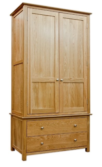 Solid Oak Double Gents Wardrobe with