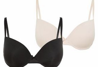 2 Pack Black and Nude T-Shirt Bras 3057394