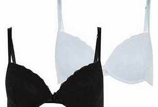 2 Pack Black and White Lace T-Shirt Bras 3096510