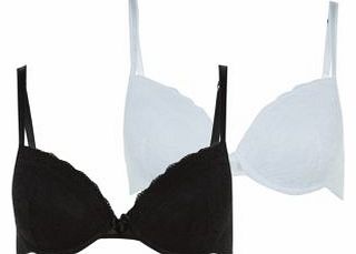 2 Pack Black and White Lace T-Shirt Bras 3096512