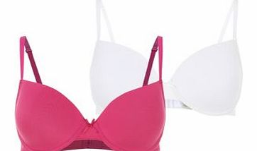 2 Pack Pink and White T-Shirt Bras 3142294