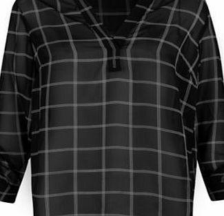 New Look Black Chiffon Grid Print Blouse 3287531