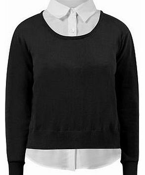 New Look Black Contrast 2 In 1 Jumper Blouse 3177282