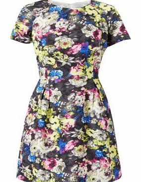 Blue Crepe Floral Print T-Shirt Dress 3153754