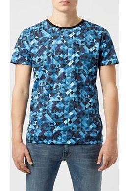 Blue Geo Print T-Shirt 3243103
