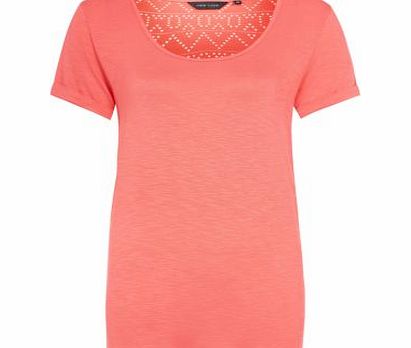 Coral Aztec Lace Back T-Shirt 2979595