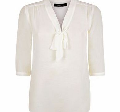 New Look Cream 3/4 Sleeve Pussybow Blouse 3037282