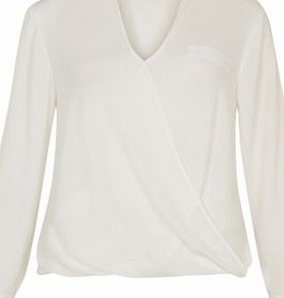 New Look Cream Wrap Front Long Sleeve Blouse 3397248