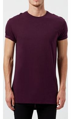 Dark Purple Crew Neckv Longline T-Shirt 3243089