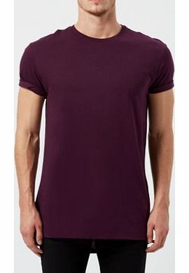 Dark Purple Crew Neckv Longline T-Shirt 3243090