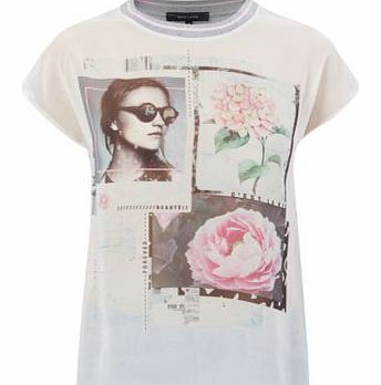 Grey Ribbed Neck Girl Flower T-Shirt 3203785