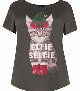 Inspire Dark Grey Elfie Selfie Kitten T-Shirt