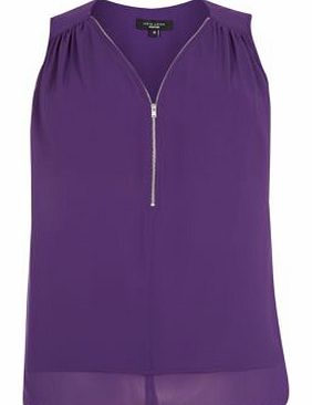New Look Inspire Purple Sleeveless Zip Front Blouse 3159414