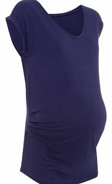 Maternity Blue Roll Sleeve T-Shirt 3104746