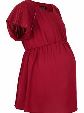 New Look Maternity Dark Red Flutter Sleeve Blouse 3249650