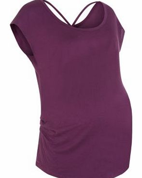 Maternity Purple Strappy Back T-Shirt 3198458