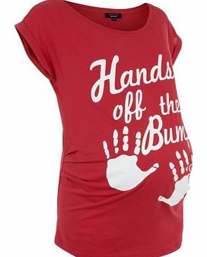 Maternity Red Hands Off The Bump T-Shirt 3202848