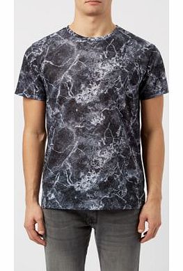 Monochrome Marble Print T-Shirt 3280265