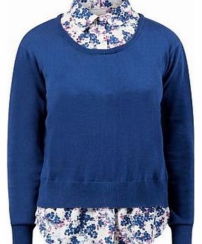 New Look Navy Floral Print 2 In 1 Jumper Blouse 3177295