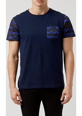 Navy Floral Stripe Pocket Sleeve T-Shirt 3293215