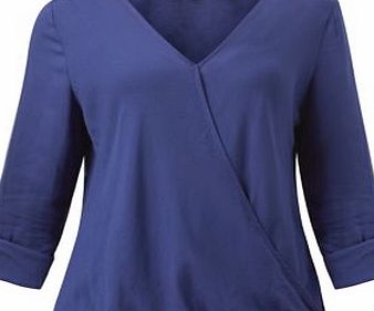 New Look Navy Wrap Front Roll Sleeve Blouse 3364081