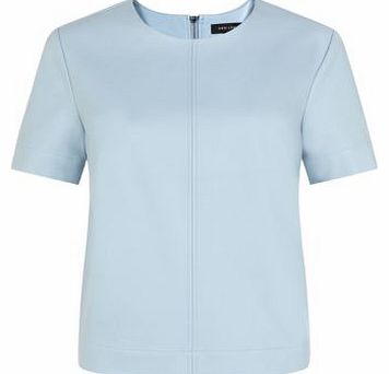 Pale Blue Leather-Look T-Shirt 3212691