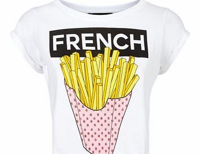Petite White French Fries Print T-Shirt 3244589
