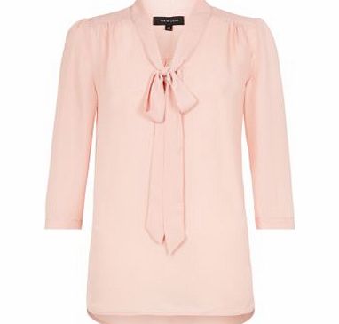 Pink 3/4 Sleeve Pussybow Blouse 3037296