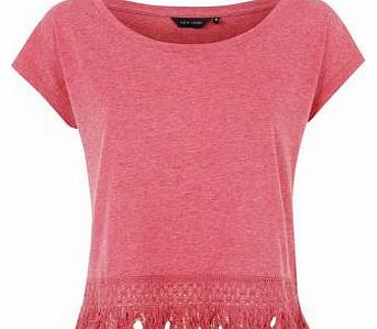 Pink Fringe Hem T-Shirt 3163208
