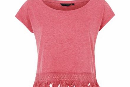 Pink Fringe Hem T-Shirt 3163212
