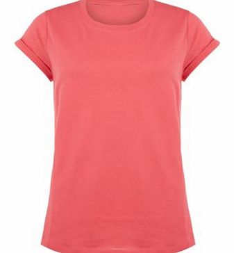 Pink Roll Sleeve T-Shirt 3063334