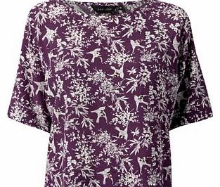 Purple Bird Print T-Shirt 3207501