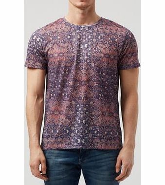 Purple Floral Tile Print T-Shirt 3355543
