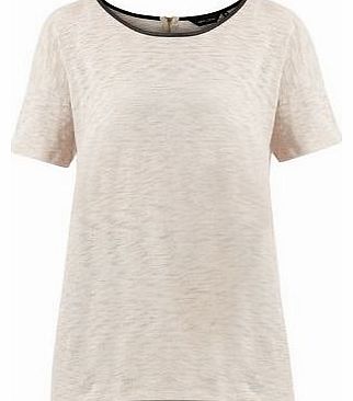 Shell Pink Leather-Look Trim T-Shirt 3191348
