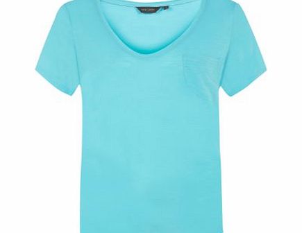 Turquoise Basic Pocket T-Shirt 3092401