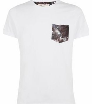 White Contrast Space Print Pocket T-Shirt 3229122