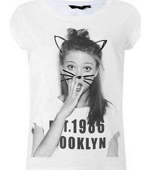 White Foil Girl Print T-Shirt 3304054