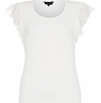 White Frill Sleeve T-Shirt 3052040