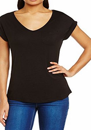 New Look Womens Comet Short Sleeve V-Neck T-Shirt, Black, Size 14